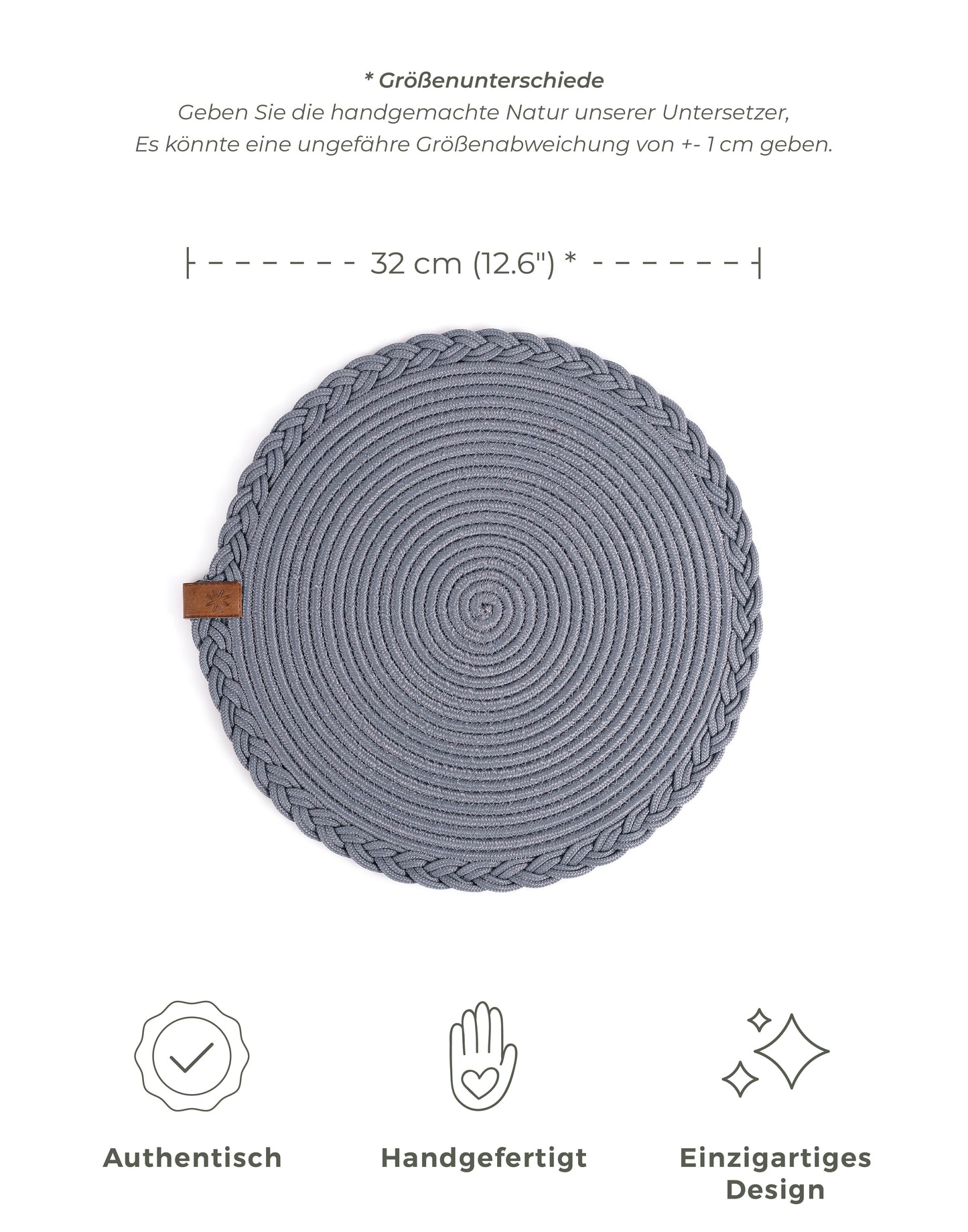 Runde graue Tischsets - 32 cm