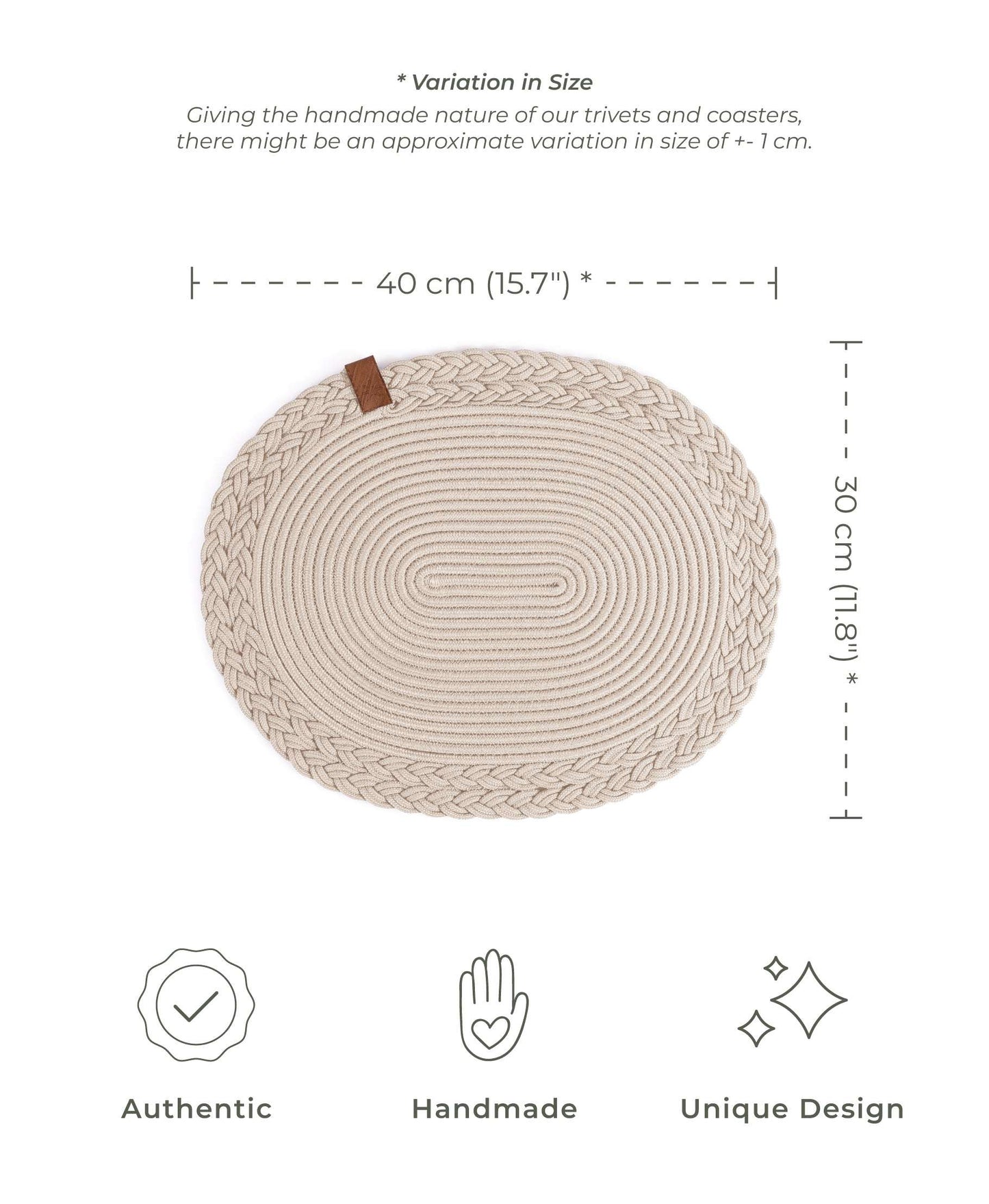 DARIDO Beige Placemats- 30x40 cm Oval, Durable & Elegant Table and Outdoor Decor