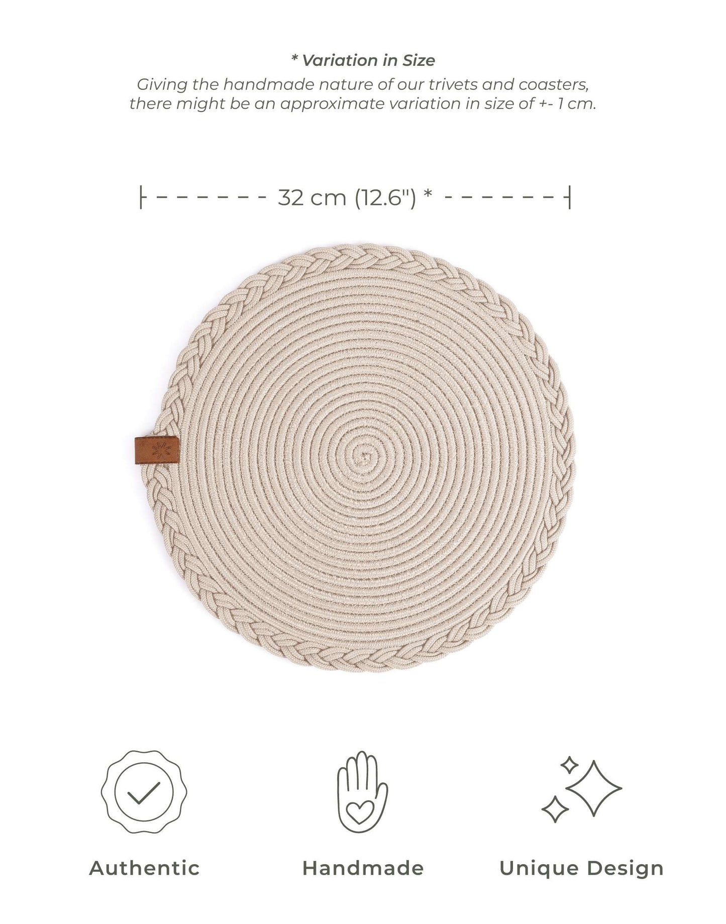 DARIDO Beige Placemats- 32cm- Round, Durable & Elegant Table Decor