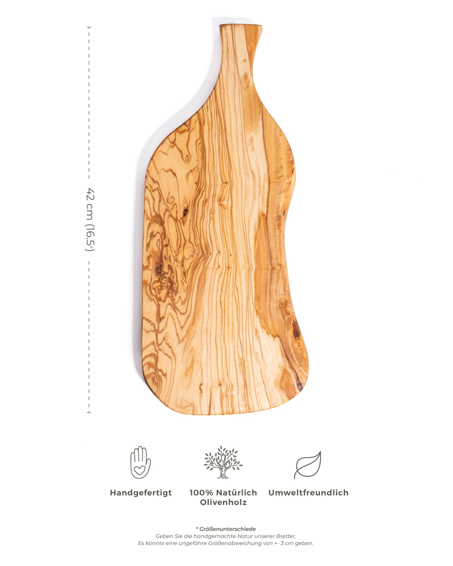 Planche en Bois d'Olivier avec Poignée - 42x20 cm
